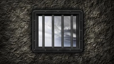 Riveted steel prison window - 3d illustration Stock-Illustration