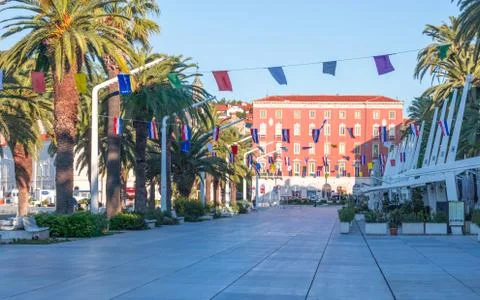 Riviera also called "riva" of split seaside empty during coronavirus outbreak Stock Photos