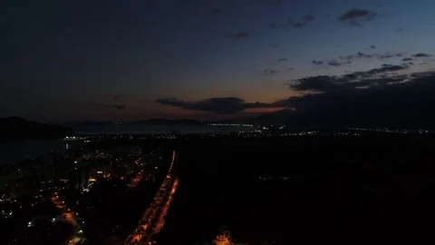 Riviera de Sao Lourenco Beach at Night in Sao Paulo, Brazil Stock Footage
