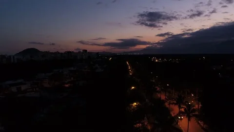 Riviera de Sao Lourenco Beach at Night in Sao Paulo, Brazil Stock Footage