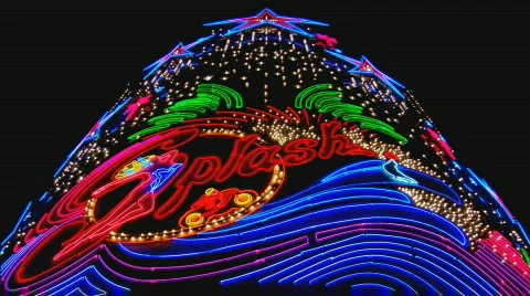 RivieraSplashNeon lowangle Stock Footage 449228