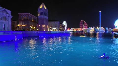 Riyadh Boulevard World offering night view with illuminated buildings Vídeos de archivo 306288812