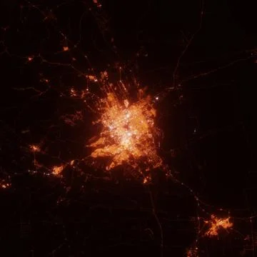 Riyadh city lights map, top view from space. Aerial view on night street ligh Stock Photos