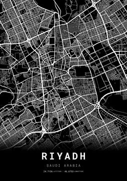 Riyadh City Map Frame, Cartography Map Print, Street Layout Map Stock Illustration