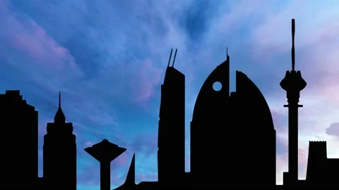 Riyadh city at Sunset with Time Lapse at Sunset with Red Sun and Fiery Sky. Vidéo 169634299
