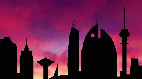 Riyadh city at Sunset with Time Lapse at Sunset with Red Sun and Fiery Sky. Vidéo 169634323