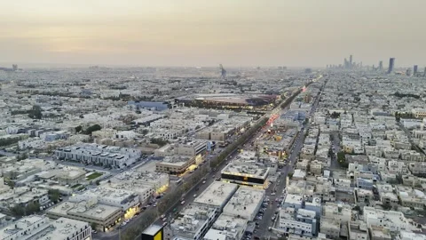 Riyadh. Drone shot flying. Sunset. Stock Footage 296780216