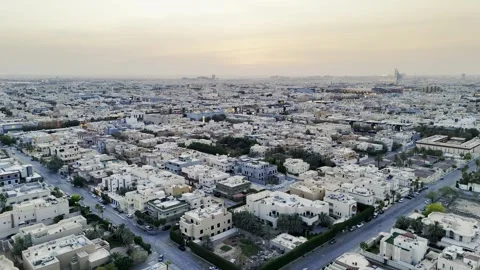 Riyadh. Drone shot flying. Sunset. Evening. Видео 296781430