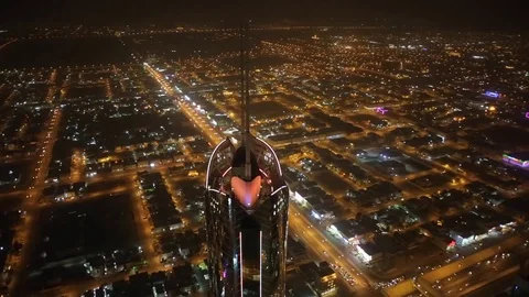 Riyadh Night Drone Scyscraper Stock Footage 93489190