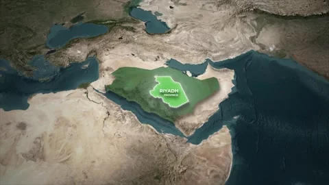 Riyadh Province Saudi Arabia Highlight on Satellite Map Background Stock Footage 337318978