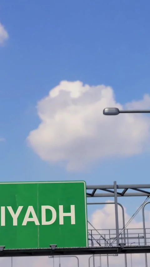 RIYADH Road sign on Highway Vertical Video Stock-Footage 297051965