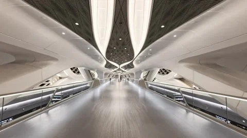 Riyadh, Saudi Arabia, 21.05.2025. Interior of pearly white futuristic King Stock Footage 316326136