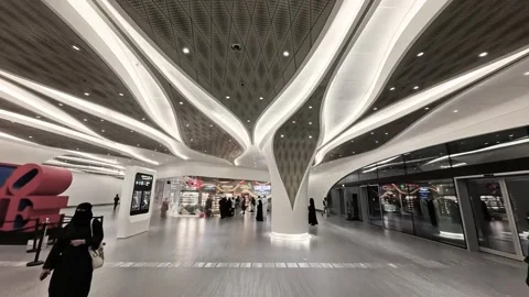 Riyadh, Saudi Arabia, 21.05.2025. Interior of pearly white futuristic King Stock Footage 316421309