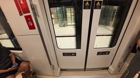 Riyadh, Saudi Arabia - 21.05.2025. Interior view of a modern metro train with Stock Footage 322195510