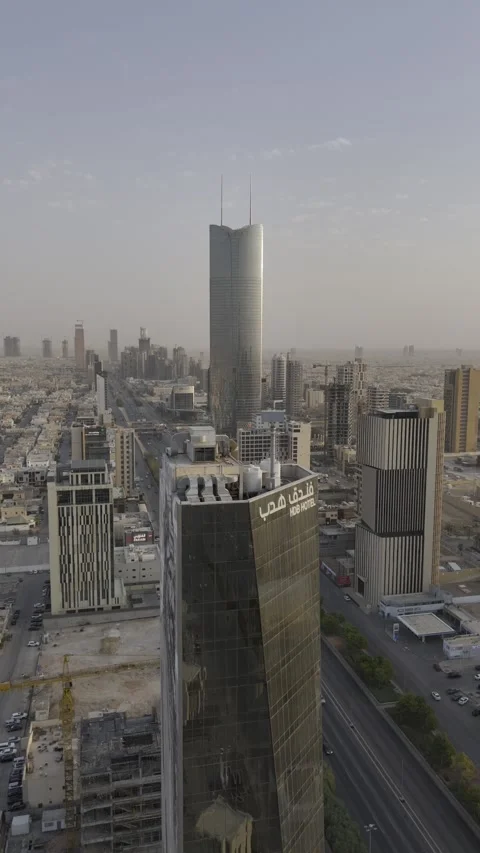 Riyadh, Saudi Arabia August 16, 2026 Hadab Tower Aerial Reveal Stock Footage 343126167