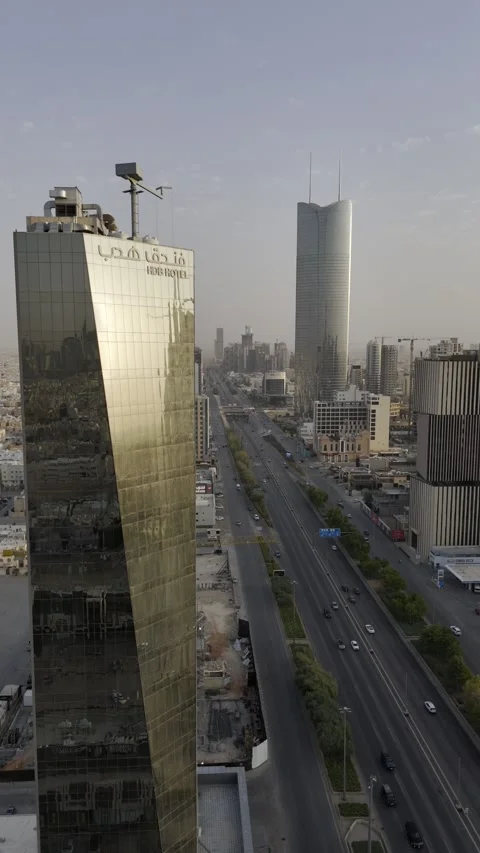 Riyadh, Saudi Arabia August 19, 2026 Aerial Reveal of Rafal Tower Stock Footage 343121886
