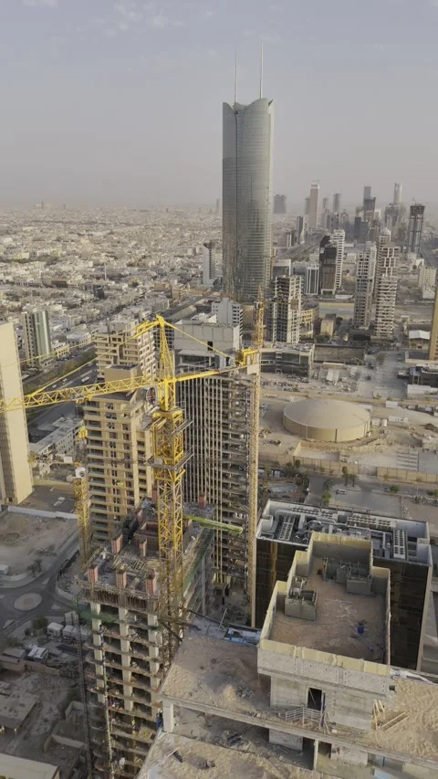 Riyadh, Saudi Arabia August 20,2026 High Rise Construction Site Stock Footage 343046911
