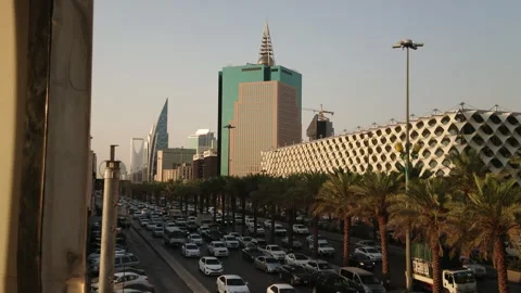 Riyadh, Saudi Arabia - circa 2018: Traffic along King Fahad Highway. Stock Footage 242706388
