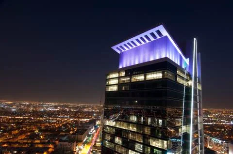 Riyadh skyline at night Stock Photos