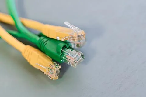 Rj cable (Registered Jack) 45, to connect different devices to each other u.. Stock Photos