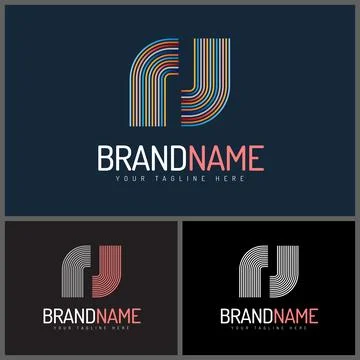 Rj initial letter modern line logo set template design Stock Illustration