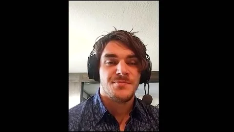 RJ Mitte is interviewed on online call for new film 'The Oak Room' - 2021 Video stock 158111174