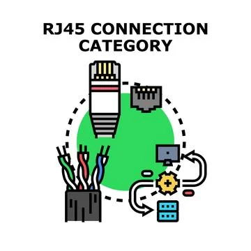Rj45 connection cable network linking data concept Stock Illustration