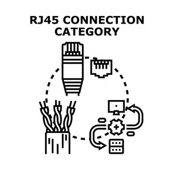 Rj45 connection cable network linking data concept 스톡 일러스트