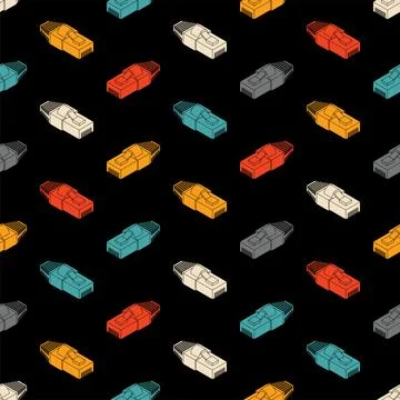 RJ45 connector pattern seamless. Connector for internet cable background. P.. 库存插图