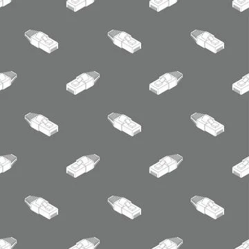 RJ45 connector pattern seamless. Connector for internet cable background. P.. 库存插图
