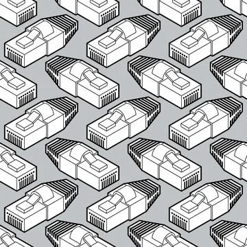 RJ45 connector pattern seamless. Connector for internet cable background. P.. 库存插图