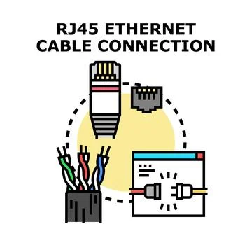 Rj45 ethernet cable connection vector concept Stockillustratie