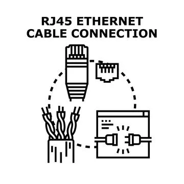 Rj45 ethernet cable connection vector concept Stockillustratie