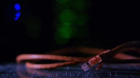 RJ45 twisted pair wire on the background of computer technology in the server 写真素材