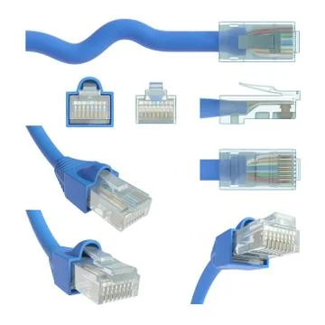 RJ45 views and angles Illustrazione stock