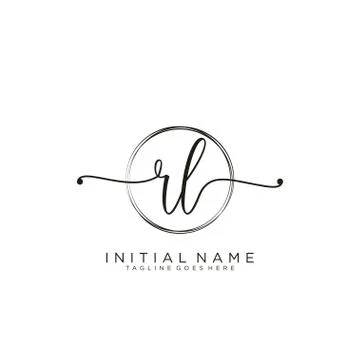 RL Initial handwriting logo with circle template vector Stock Illustration