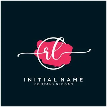 RL Initial handwriting logo design with brush circle Illustrazione stock