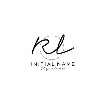 RL Initial handwriting logo design Stock Illustration