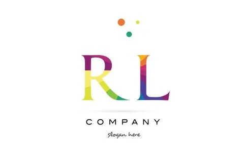 Rl r l  creative rainbow colors alphabet letter logo icon Stock Illustration