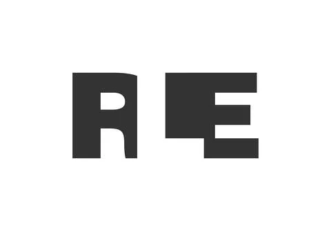 RLE logo design. Initial letter R L E bold font style for tech startups, co.. Stock Illustration