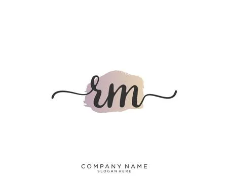 RM Initial handwriting logo design Stock Illustration