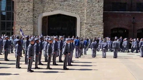 RMA Cadets turn Left Face at Parade Ground Stock Footage 69227056