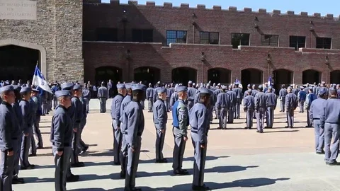 RMA Cadets Turn Left-Face in Review March  Stock Footage 69227334