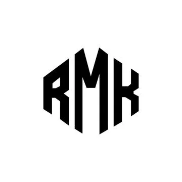 RMK letter logo design with polygon shape. RMK polygon and cube shape logo .. Illustrazione stock