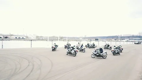 RMS stunts bikers in circles Stock Footage 75235000