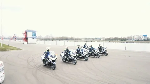 RMS stunts bikers in parallel Stock-Footage 75234978