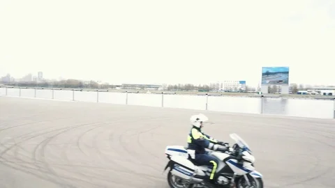 RMS stunts crossing bikers Stock Footage 75234947