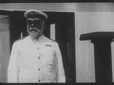 RMS Titanic Disaster Captain E.J. Smith Final inspection of Ship April 10, 1912 Vídeo Stock 286174498