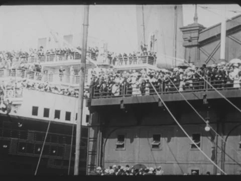 RMS Titanic Sets Sail on Maiden Voyage April 10, 1912 Stock-Footage 286174561