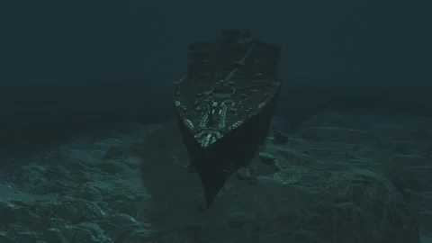 RMS Titanic Ship Wreck Bow Section Under... | Stock Video | Pond5
